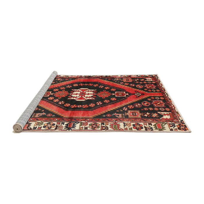Sideview of Machine Washable Traditional Saffron Red Rug, wshtr2855