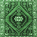 Square Machine Washable Persian Emerald Green Traditional Area Rugs, wshtr2855emgrn