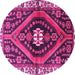 Round Machine Washable Persian Pink Traditional Rug, wshtr2855pnk