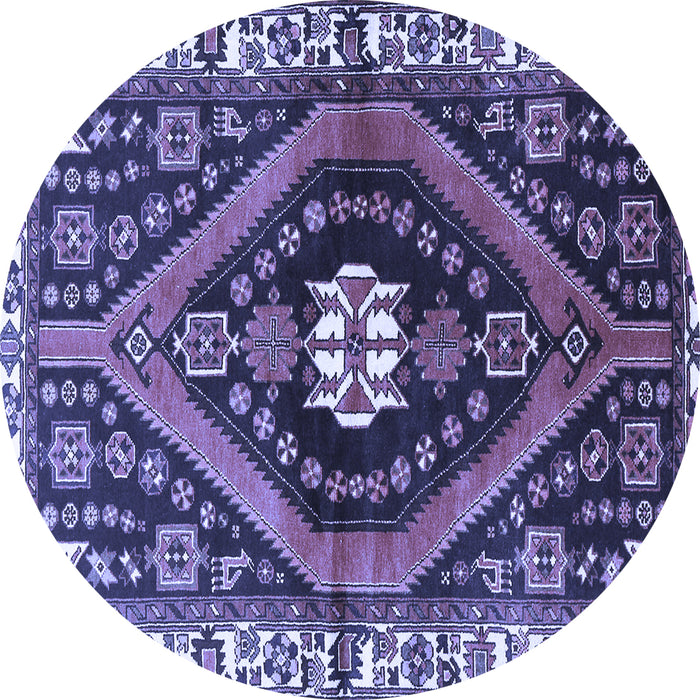 Round Machine Washable Persian Blue Traditional Rug, wshtr2855blu