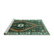 Sideview of Machine Washable Persian Turquoise Traditional Area Rugs, wshtr2855turq