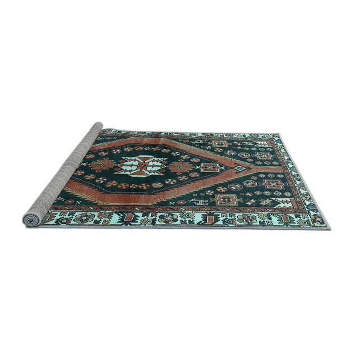 Sideview of Machine Washable Persian Light Blue Traditional Rug, wshtr2855lblu