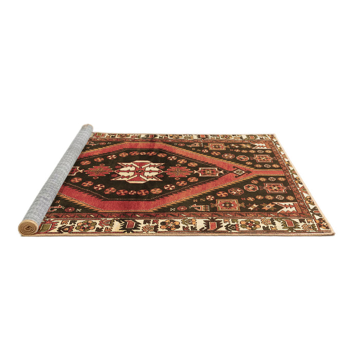 Sideview of Machine Washable Persian Brown Traditional Rug, wshtr2855brn