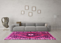 Machine Washable Persian Pink Traditional Rug, wshtr2855pnk