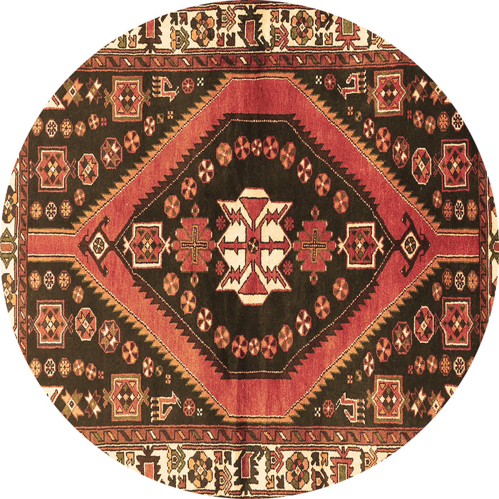 Round Persian Brown Traditional Rug, tr2855brn