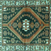 Square Machine Washable Persian Turquoise Traditional Area Rugs, wshtr2855turq