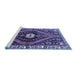 Sideview of Machine Washable Persian Blue Traditional Rug, wshtr2855blu