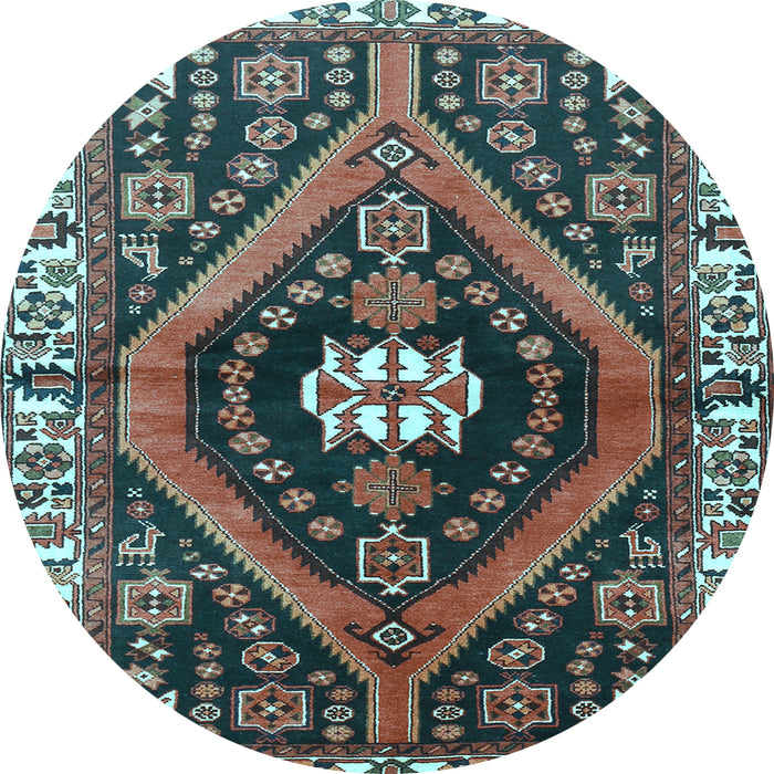 Round Persian Light Blue Traditional Rug, tr2855lblu