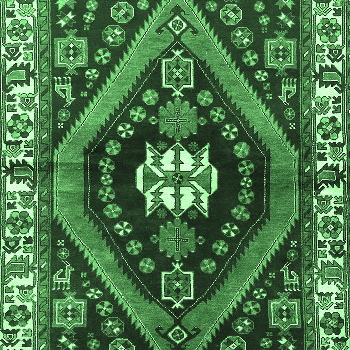Machine Washable Persian Emerald Green Traditional Area Rugs, wshtr2855emgrn