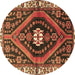 Round Machine Washable Persian Brown Traditional Rug, wshtr2855brn