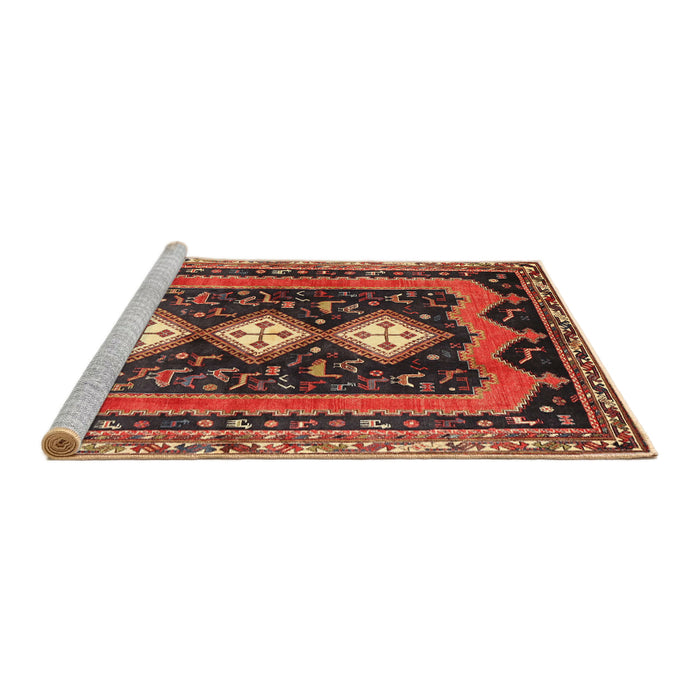 Sideview of Machine Washable Traditional Saffron Red Rug, wshtr2856