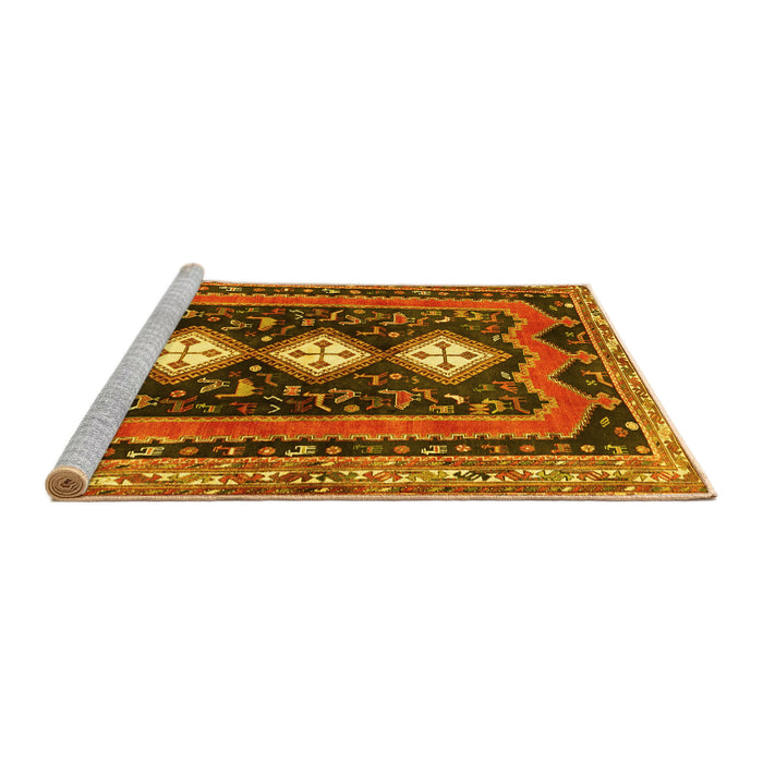 Sideview of Machine Washable Persian Yellow Traditional Rug, wshtr2856yw