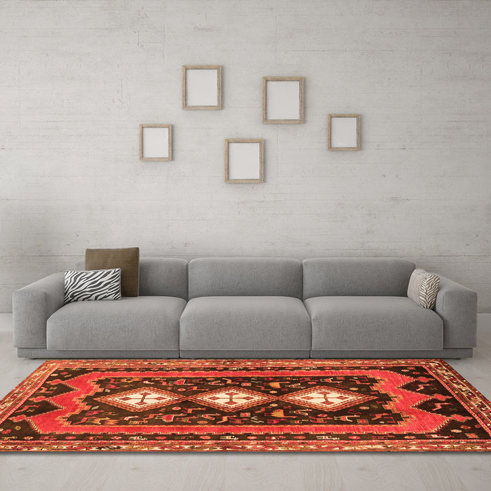 Machine Washable Persian Orange Traditional Area Rugs in a Living Room, wshtr2856org