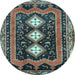 Round Machine Washable Persian Light Blue Traditional Rug, wshtr2856lblu