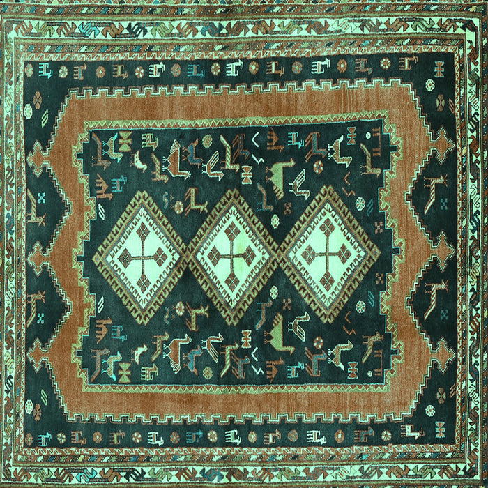 Square Machine Washable Persian Turquoise Traditional Area Rugs, wshtr2856turq