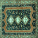 Square Machine Washable Persian Turquoise Traditional Area Rugs, wshtr2856turq