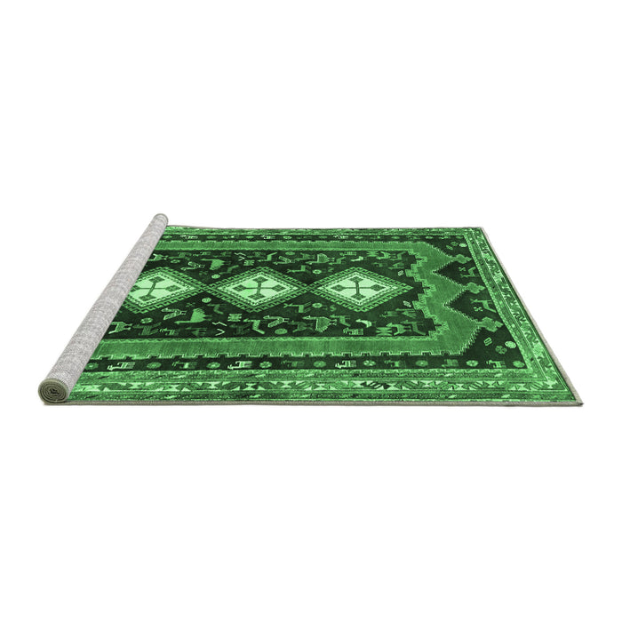 Sideview of Machine Washable Persian Emerald Green Traditional Area Rugs, wshtr2856emgrn