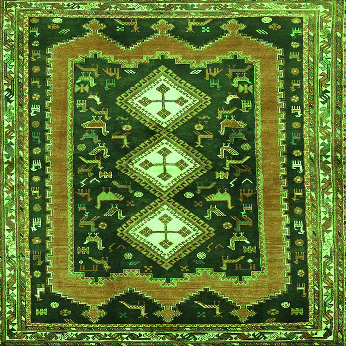 Round Machine Washable Persian Green Traditional Area Rugs, wshtr2856grn