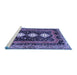 Sideview of Machine Washable Persian Blue Traditional Rug, wshtr2856blu