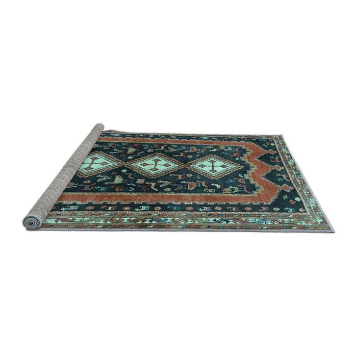 Sideview of Machine Washable Persian Light Blue Traditional Rug, wshtr2856lblu