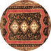 Round Machine Washable Persian Brown Traditional Rug, wshtr2856brn