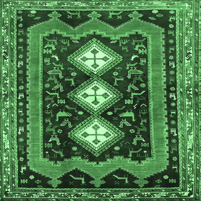 Square Machine Washable Persian Emerald Green Traditional Area Rugs, wshtr2856emgrn