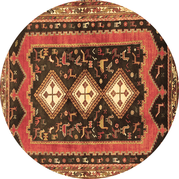 Round Persian Brown Traditional Rug, tr2856brn