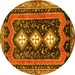 Round Persian Yellow Traditional Rug, tr2856yw