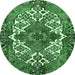 Round Persian Emerald Green Traditional Rug, tr2857emgrn