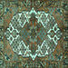 Square Persian Turquoise Traditional Rug, tr2857turq