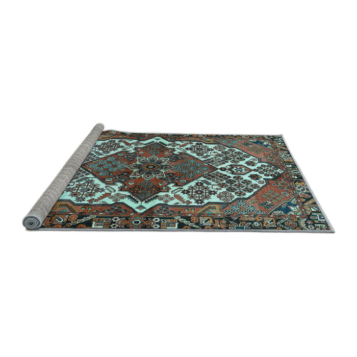Sideview of Machine Washable Persian Light Blue Traditional Rug, wshtr2857lblu