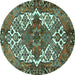 Round Persian Turquoise Traditional Rug, tr2857turq