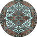 Round Persian Light Blue Traditional Rug, tr2857lblu