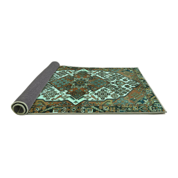 Sideview of Persian Turquoise Traditional Rug, tr2857turq