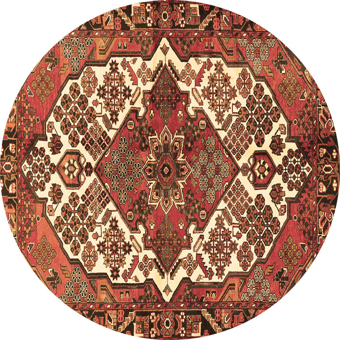 Round Machine Washable Persian Brown Traditional Rug, wshtr2857brn