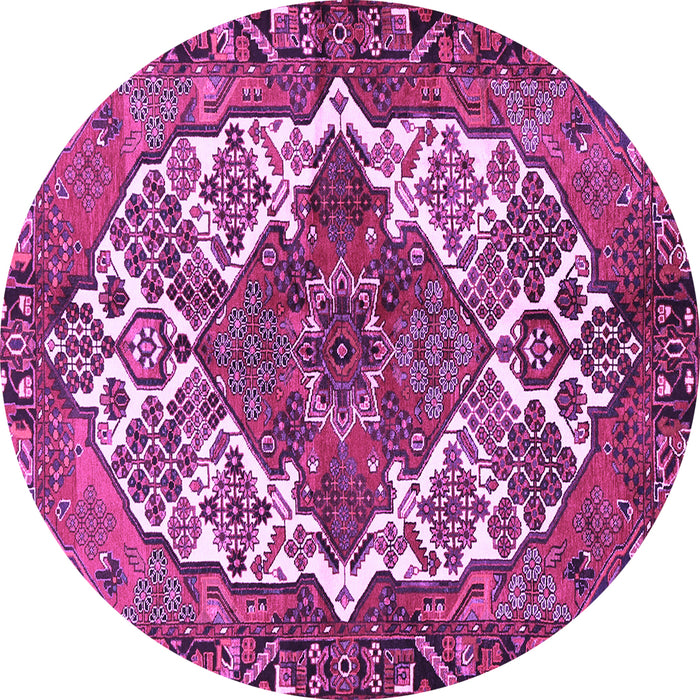 Round Machine Washable Persian Purple Traditional Area Rugs, wshtr2857pur