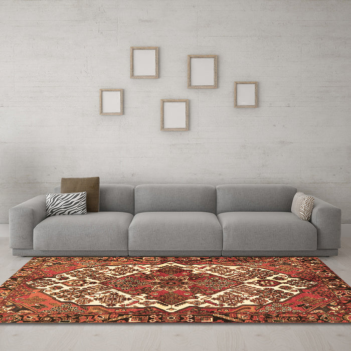 Machine Washable Persian Brown Traditional Rug in a Living Room,, wshtr2857brn