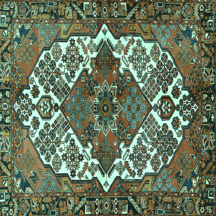 Square Machine Washable Persian Turquoise Traditional Area Rugs, wshtr2857turq