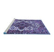 Sideview of Machine Washable Persian Blue Traditional Rug, wshtr2857blu