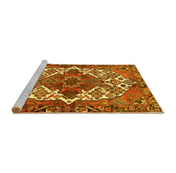 Sideview of Machine Washable Persian Yellow Traditional Rug, wshtr2857yw