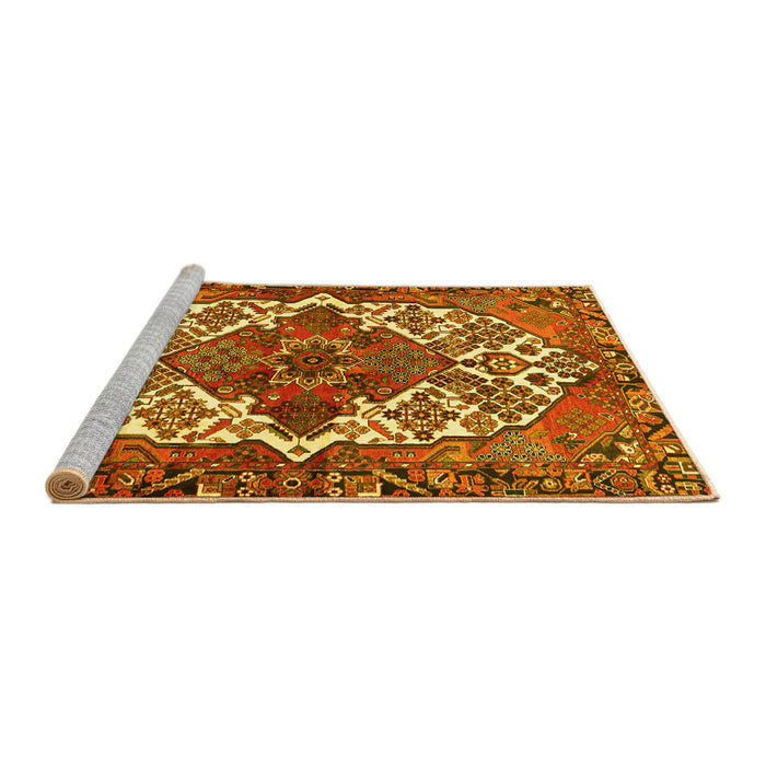 Sideview of Machine Washable Persian Yellow Traditional Rug, wshtr2857yw