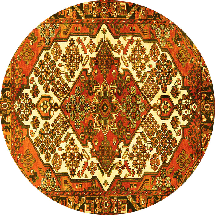 Round Persian Yellow Traditional Rug, tr2857yw