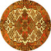 Round Persian Yellow Traditional Rug, tr2857yw