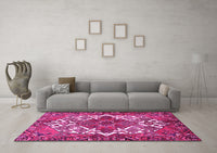 Machine Washable Persian Pink Traditional Rug, wshtr2857pnk