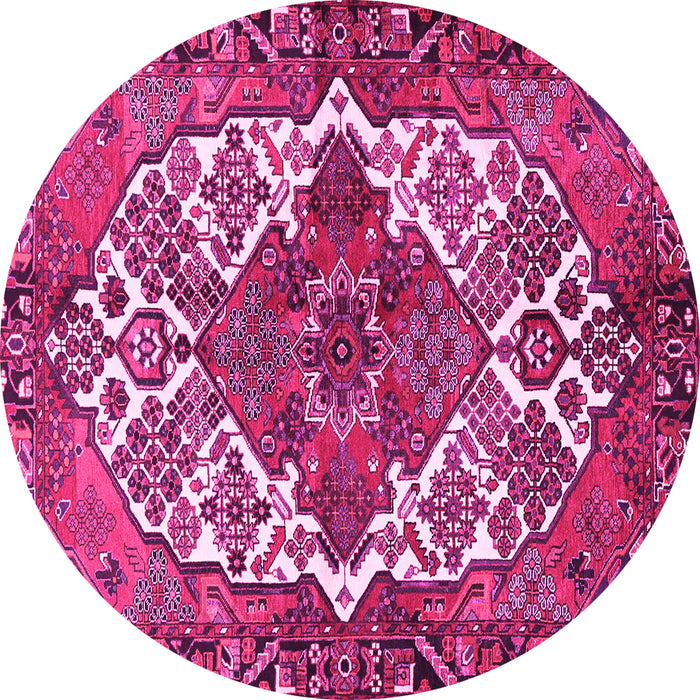 Round Persian Pink Traditional Rug, tr2857pnk