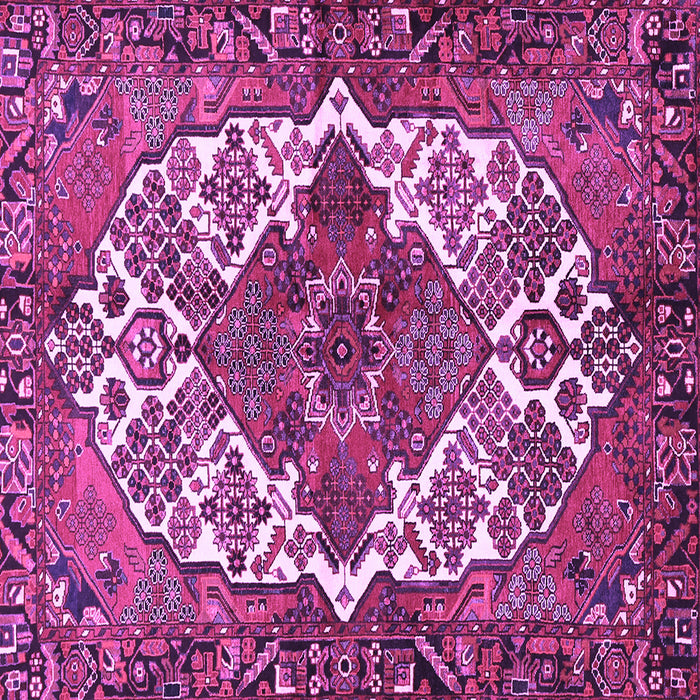 Square Machine Washable Persian Purple Traditional Area Rugs, wshtr2857pur