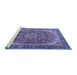 Sideview of Machine Washable Persian Blue Traditional Rug, wshtr2858blu