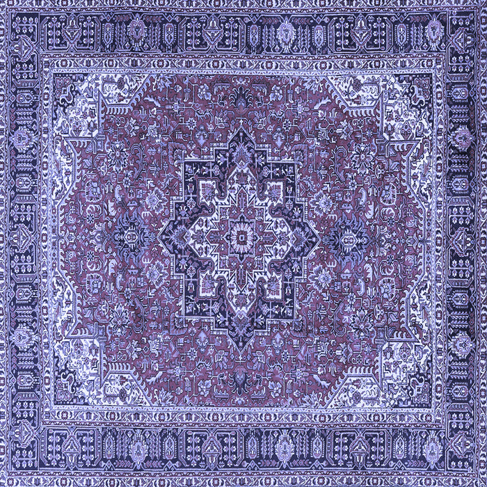 Square Machine Washable Persian Blue Traditional Rug, wshtr2858blu