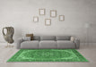 Machine Washable Persian Emerald Green Traditional Area Rugs in a Living Room,, wshtr2858emgrn