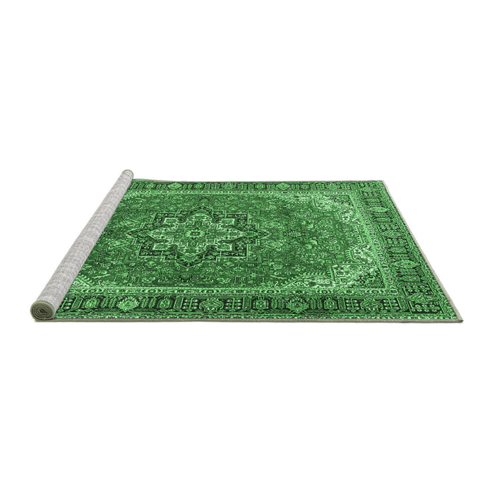 Sideview of Machine Washable Persian Emerald Green Traditional Area Rugs, wshtr2858emgrn